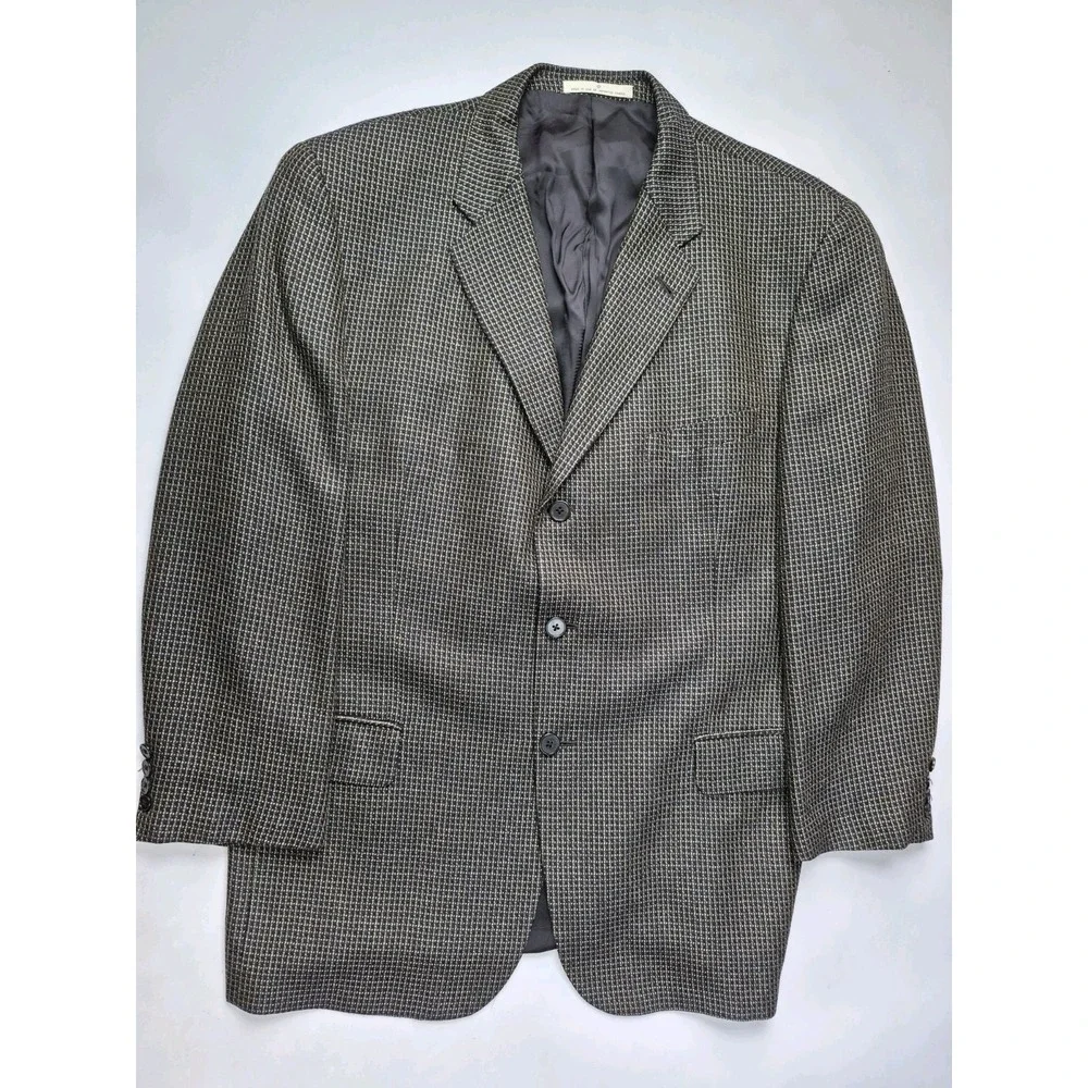 Joseph Abboud Mens Silk Wool Sports Coat 44R Multicolor USA 3 Button Check